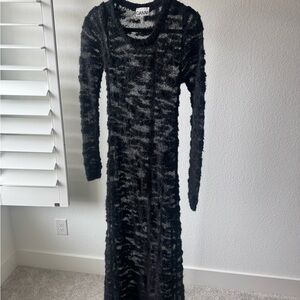 GANNI Sheer Bouclé Maxi Dress